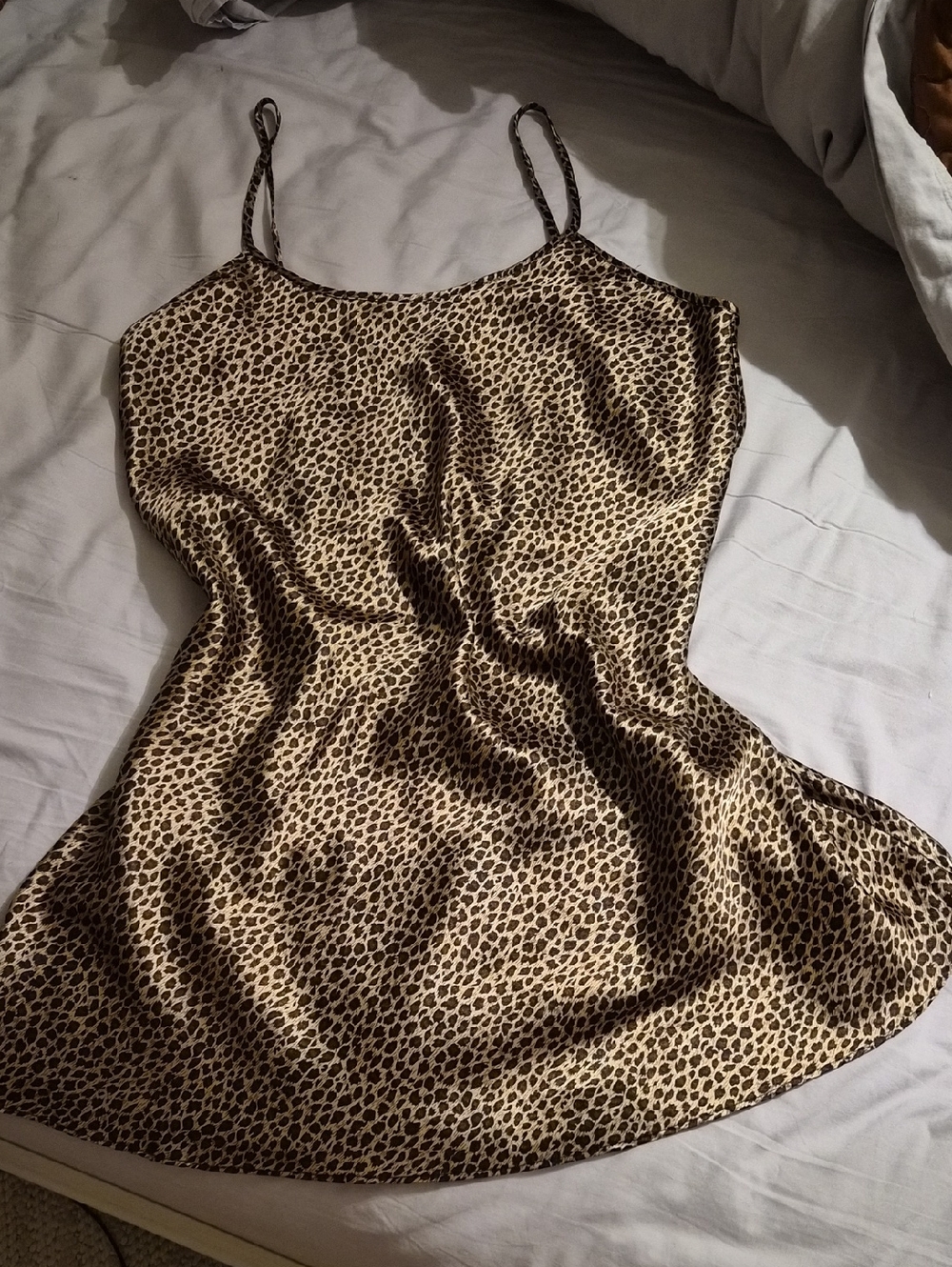Leopard Print Satin Cami Dress